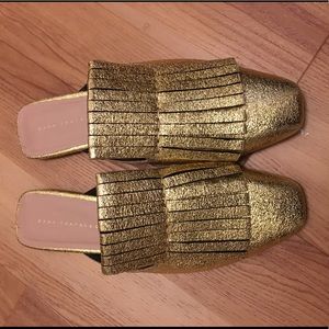 Gold Slides/Mules Flats